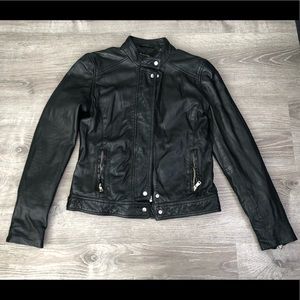 Massimo Dutti Black Leather Jacket